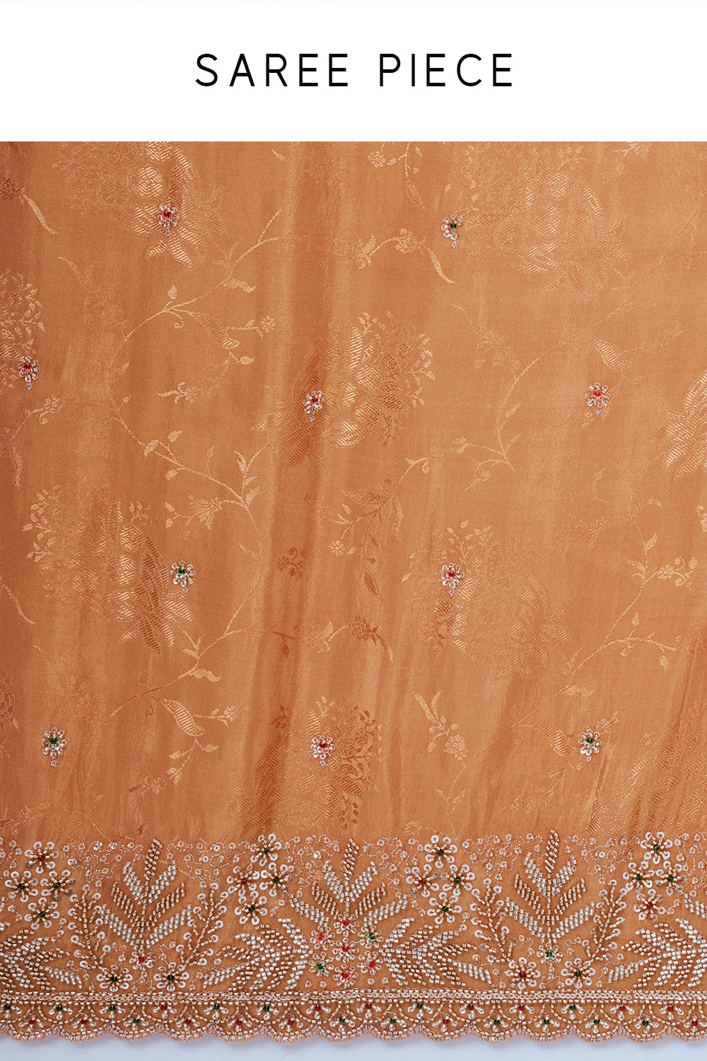 Peach Art Silk Saree with Hand Work