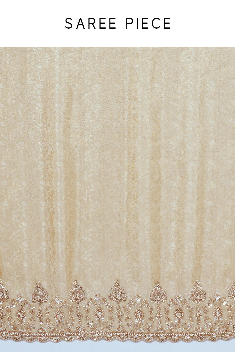 Cream Banarasi Silk Saree with Hand Embroidery