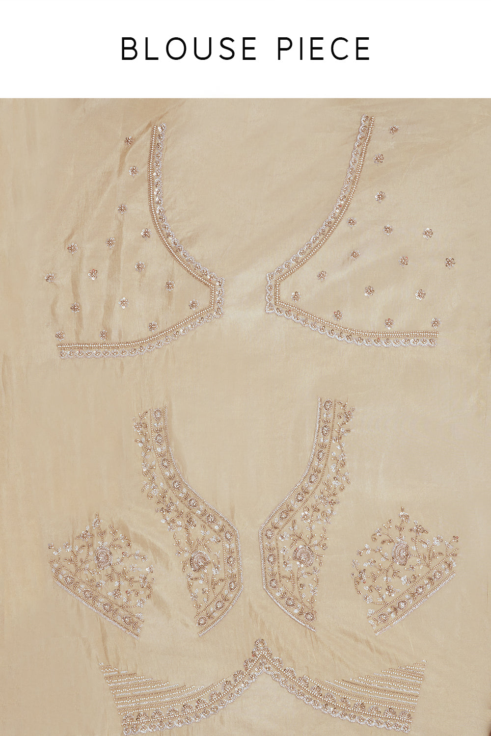 Cream Banarasi Silk Saree with Hand Embroidery