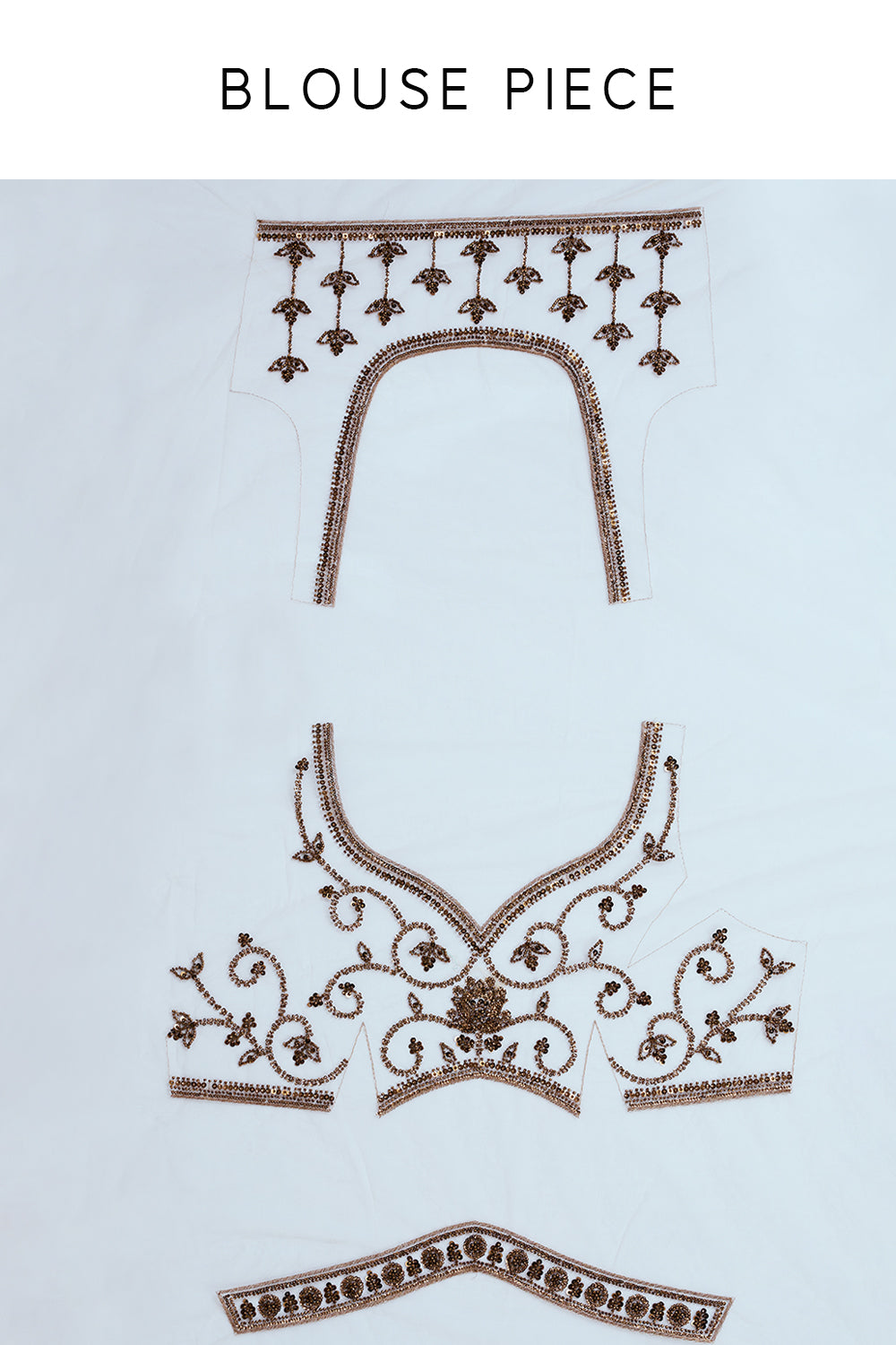 Ivory Net Saree with Bronze Cutdana Work
