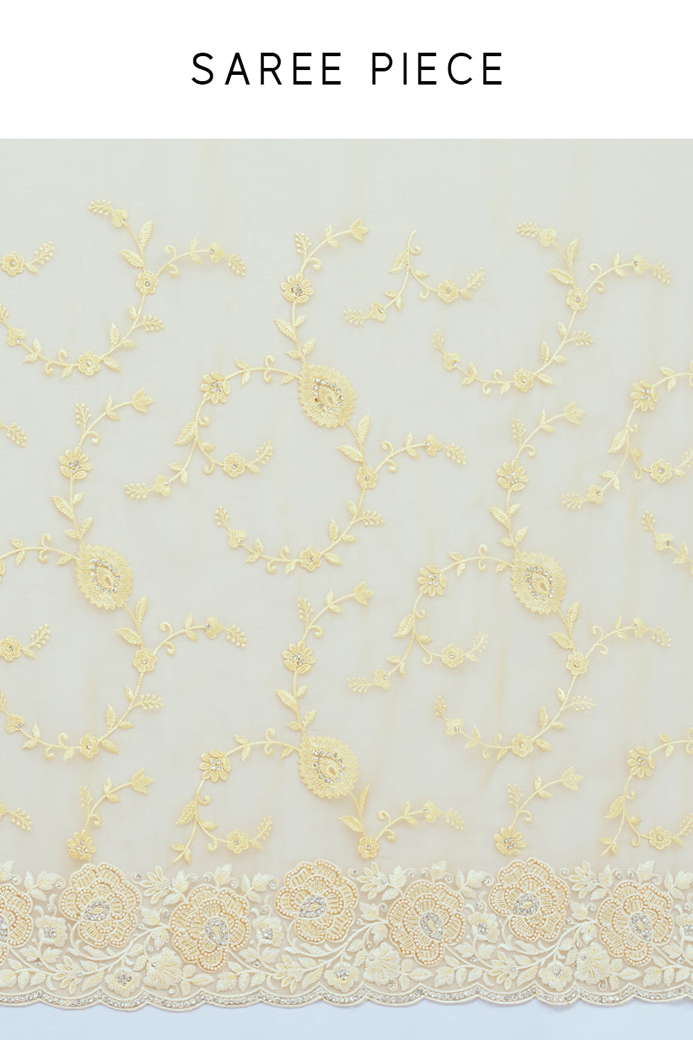 Pastel Yellow Organza Saree with Resham Embroidery