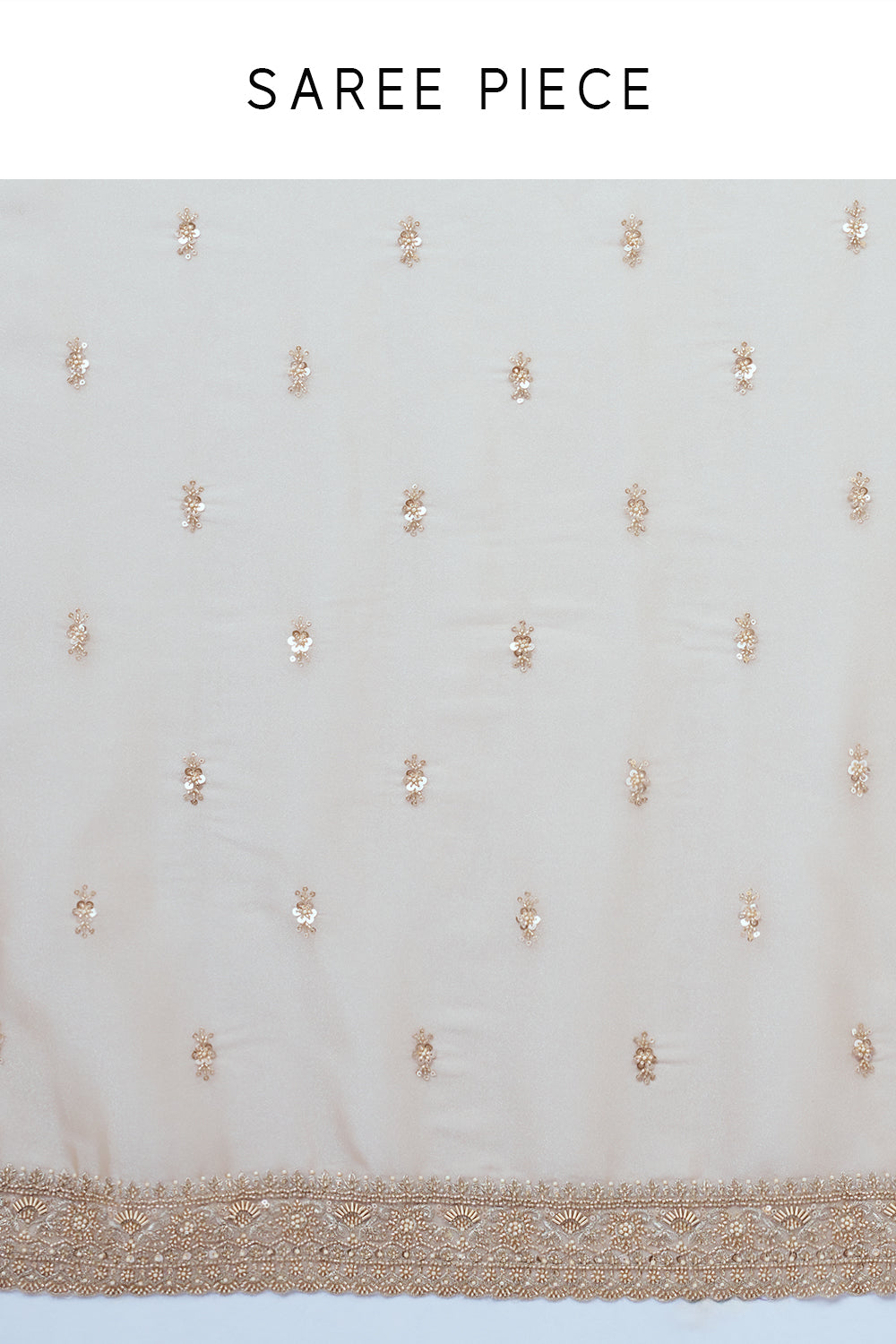 Ivory Shimmer Organza Embroidered Saree