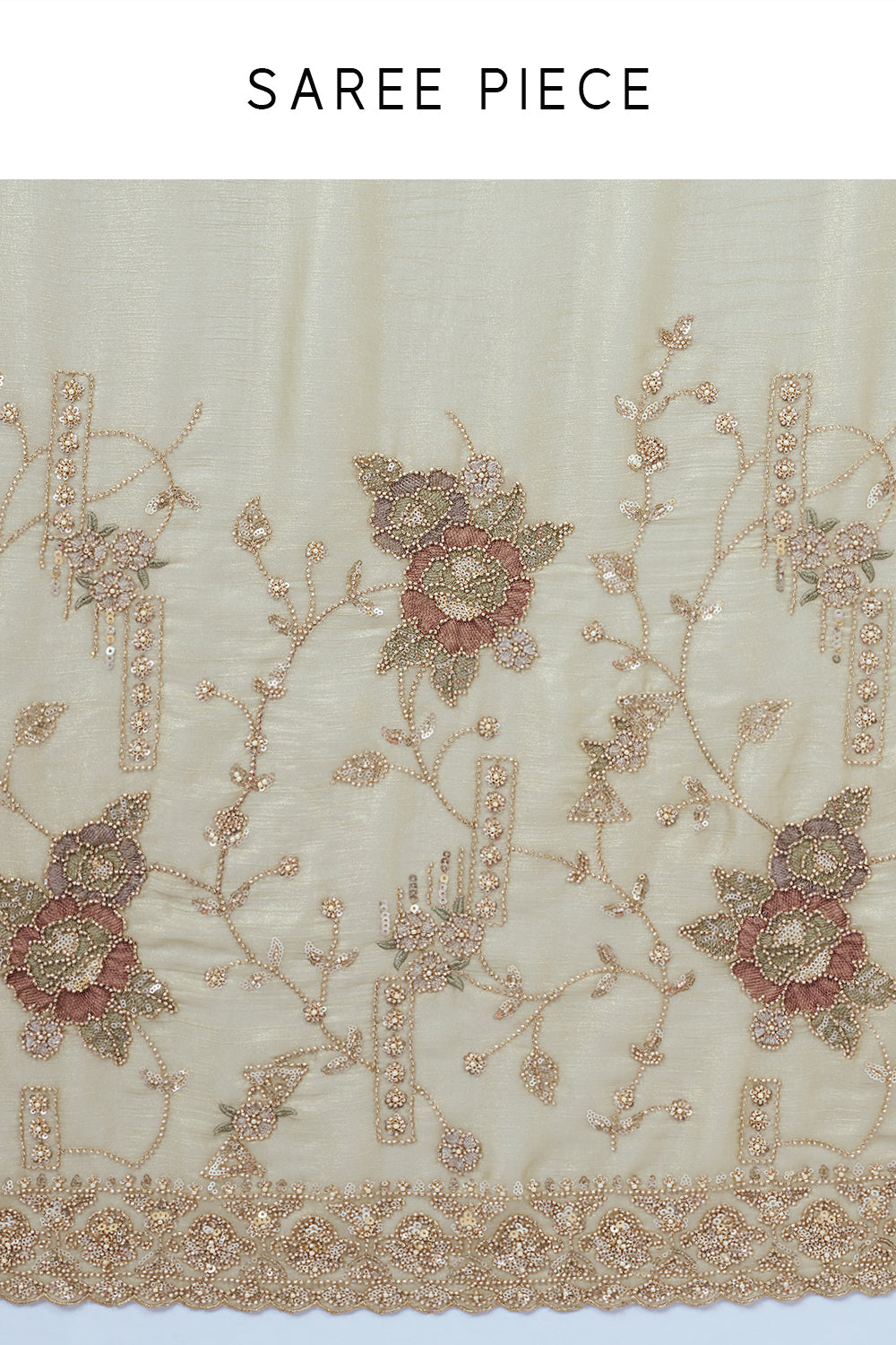 Mint Green Shimmer Tissue Saree with Bead Work