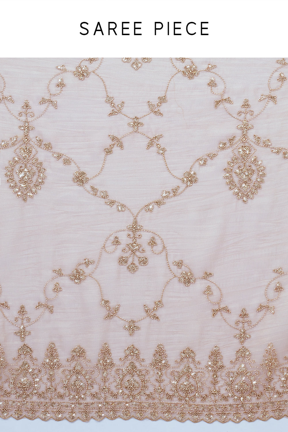 Beige Shimmer Tissue Saree with Sequin and Cutdana Work