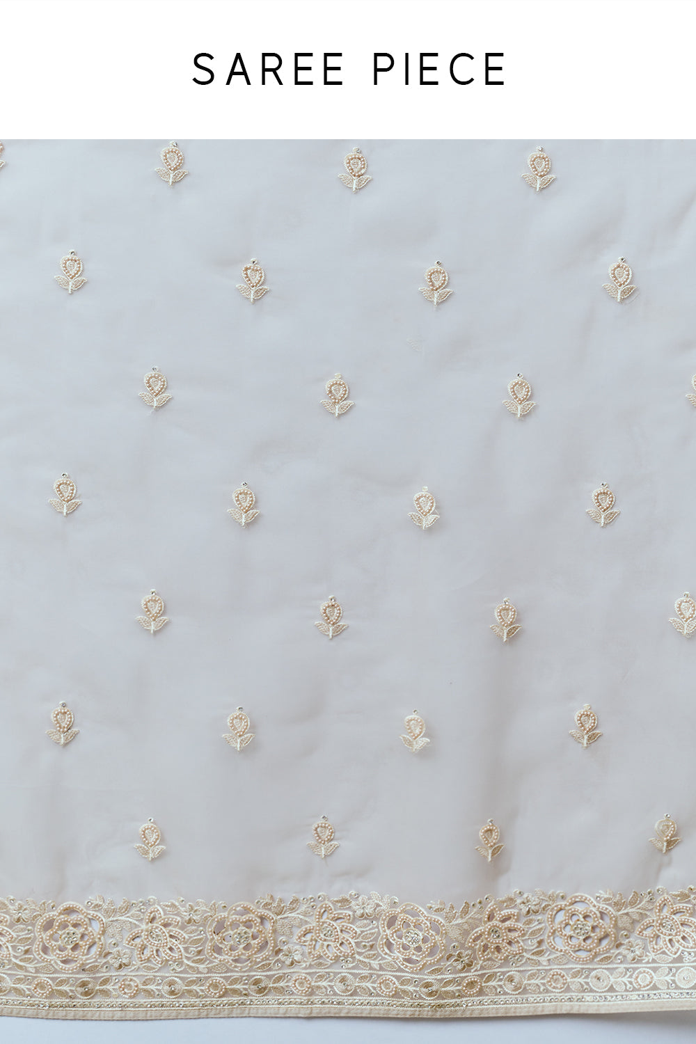 Beige Organza Saree with Resham Embroidery and Butti Work
