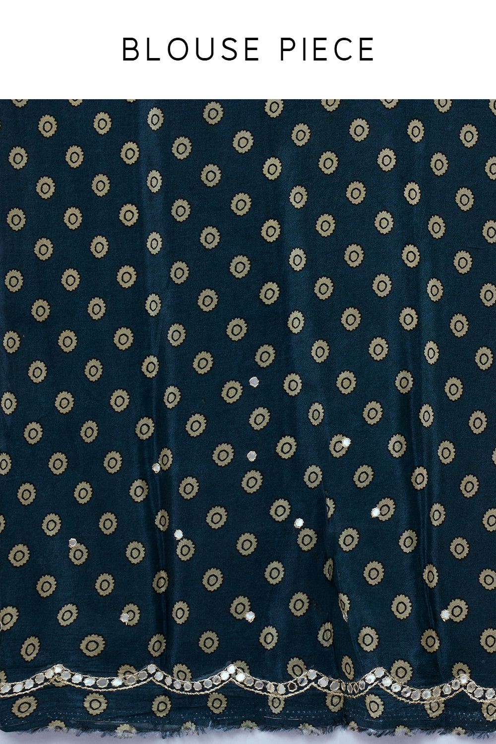 Steel Blue Silk Saree with Animal Print and Unstitched Blouse
