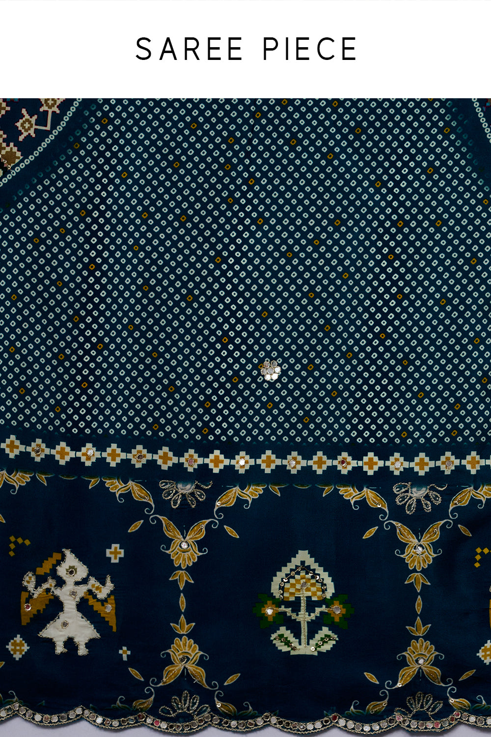 Teal Blue Silk Printed Saree with Traditional Motifs and Unstitched Blouse