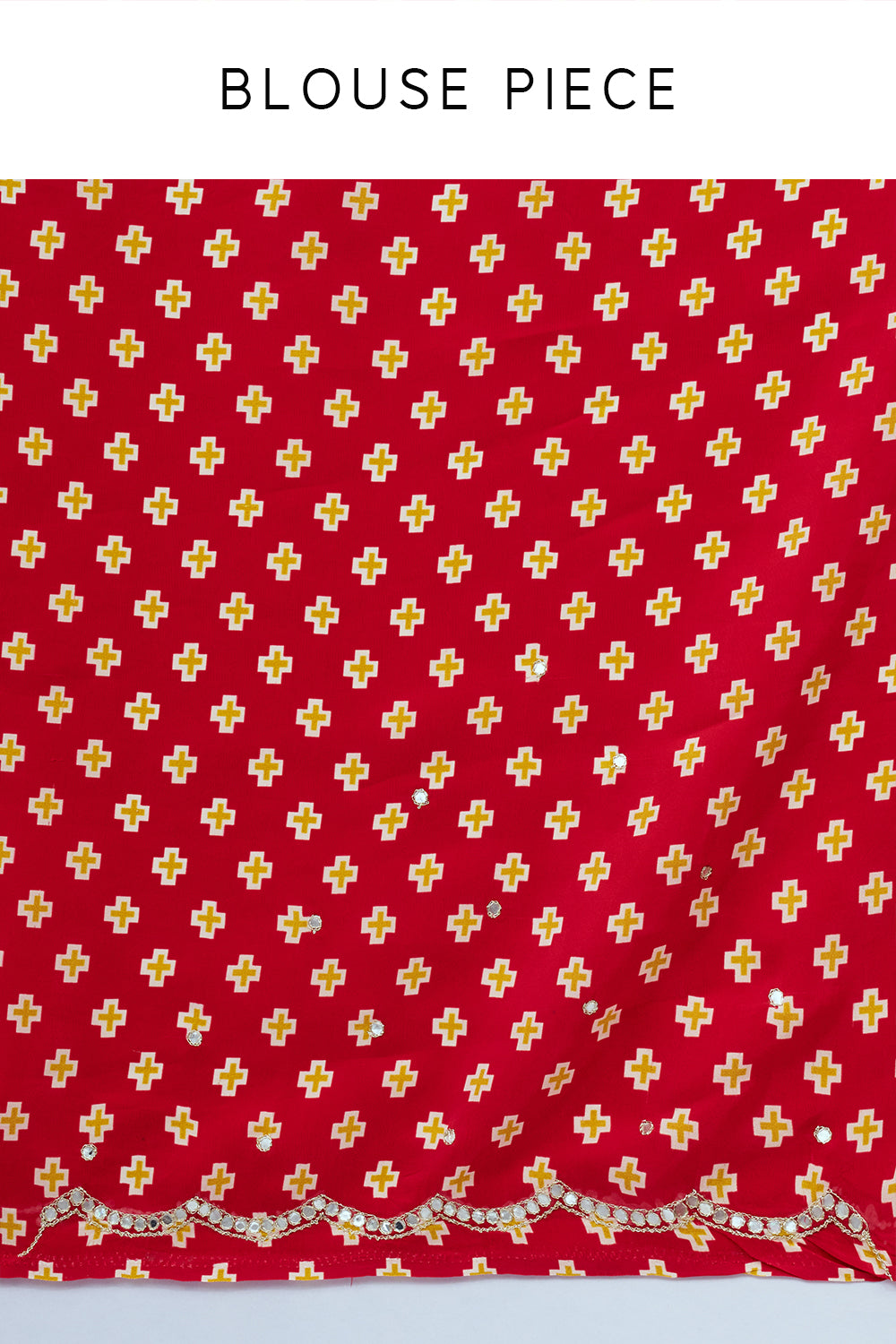 Red Silk Saree with Patola and Bandhej with Zari Work and Unstitched Blouse
