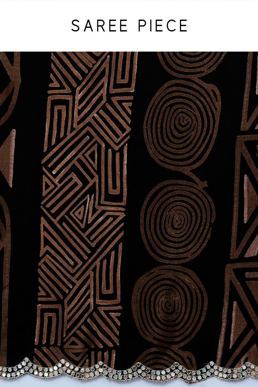 Light Brown Crepe Saree with Geometric Print