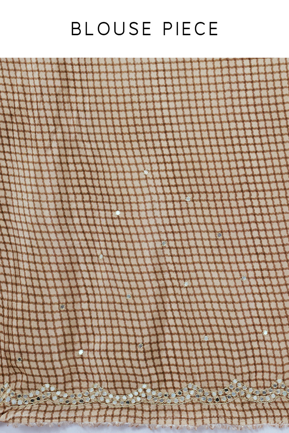 Beige and Black Saree with Aztec Print and Unstitched Blouse