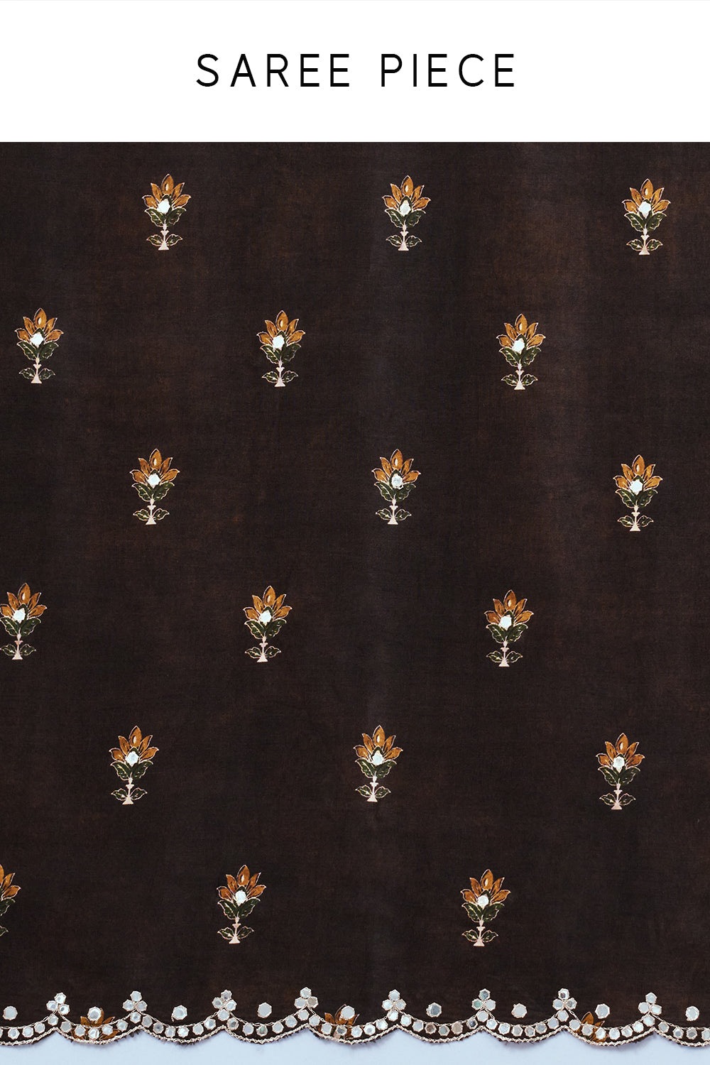 Chocolate Brown Crepe Saree with Butti Work