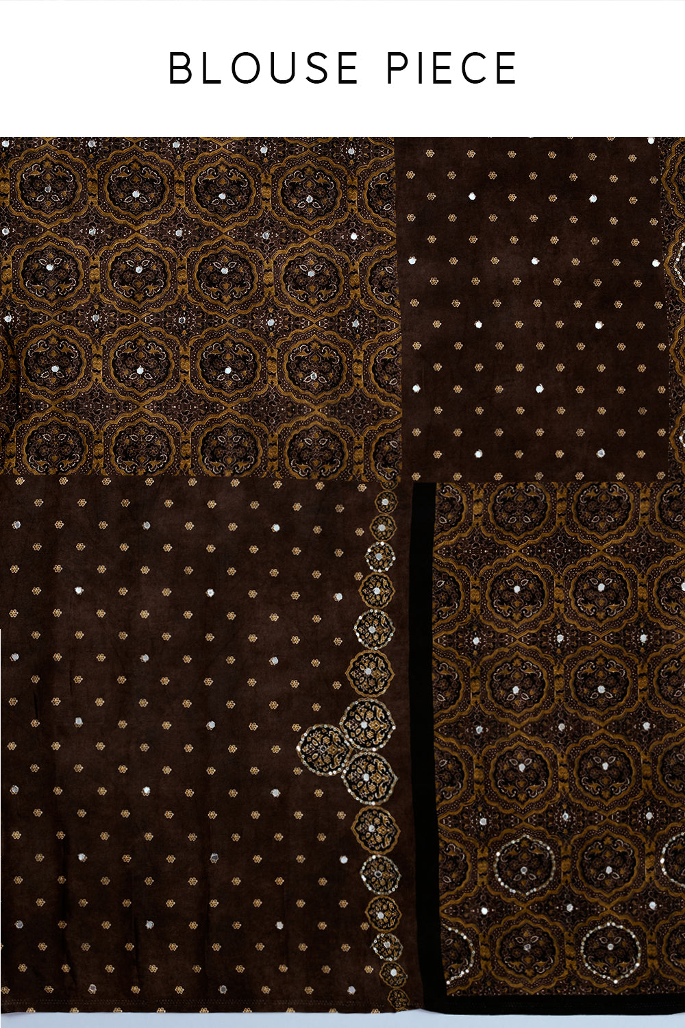 Brown Crepe Saree with Mirror and Zari Work