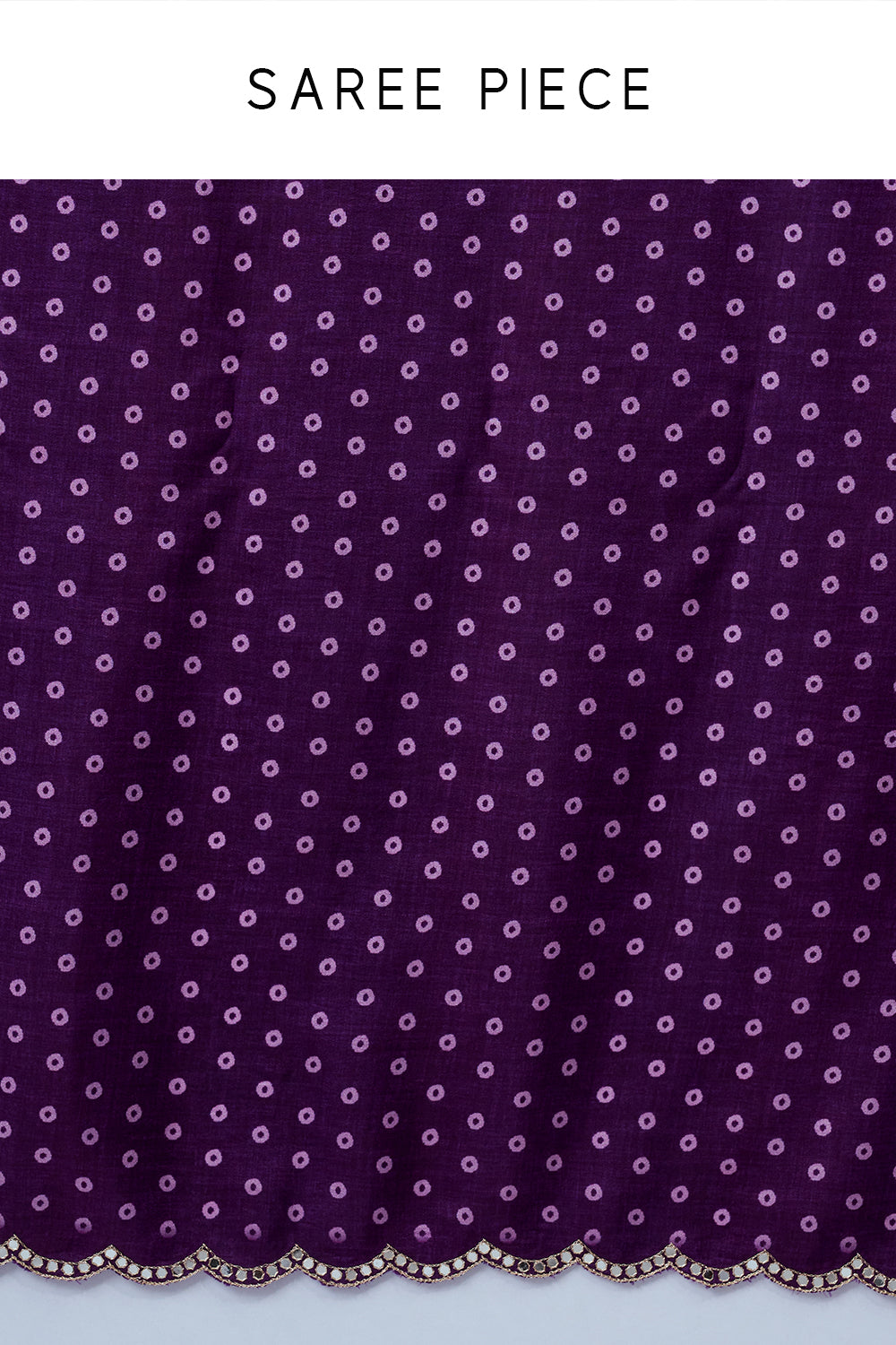 Purple and Red Silk Bandhani Print Saree with Mirror Work and Unstitched Blouse