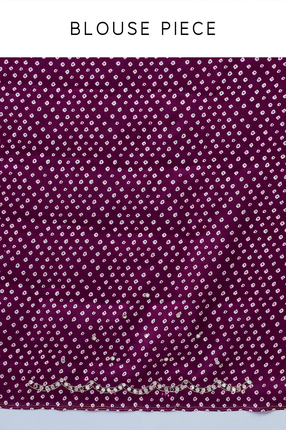 Magenta Silk Bandhani Print Saree with Mirror Work and Unstitched Blouse