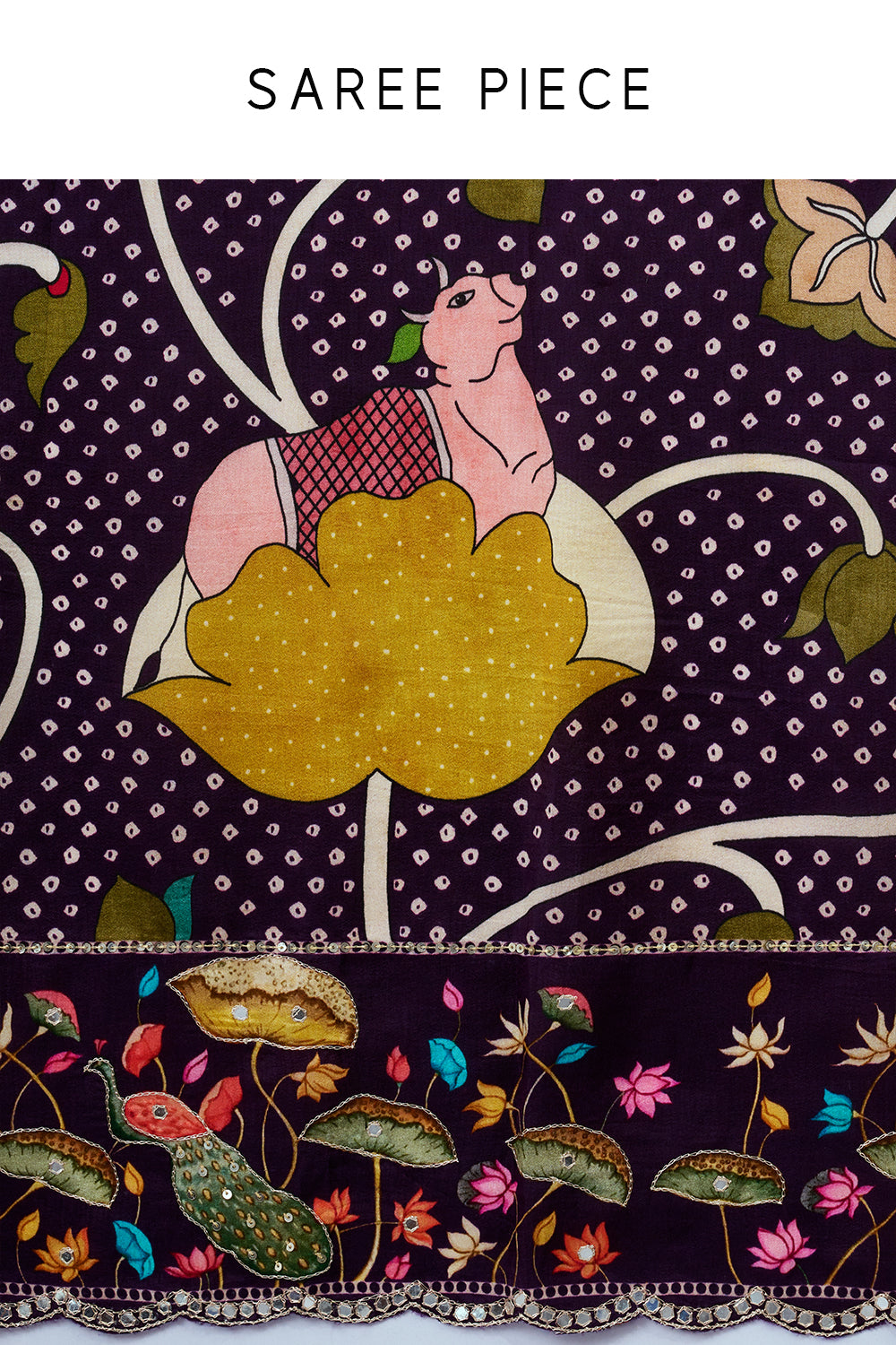 Purple Bandhani Saree and Unstitched Blouse