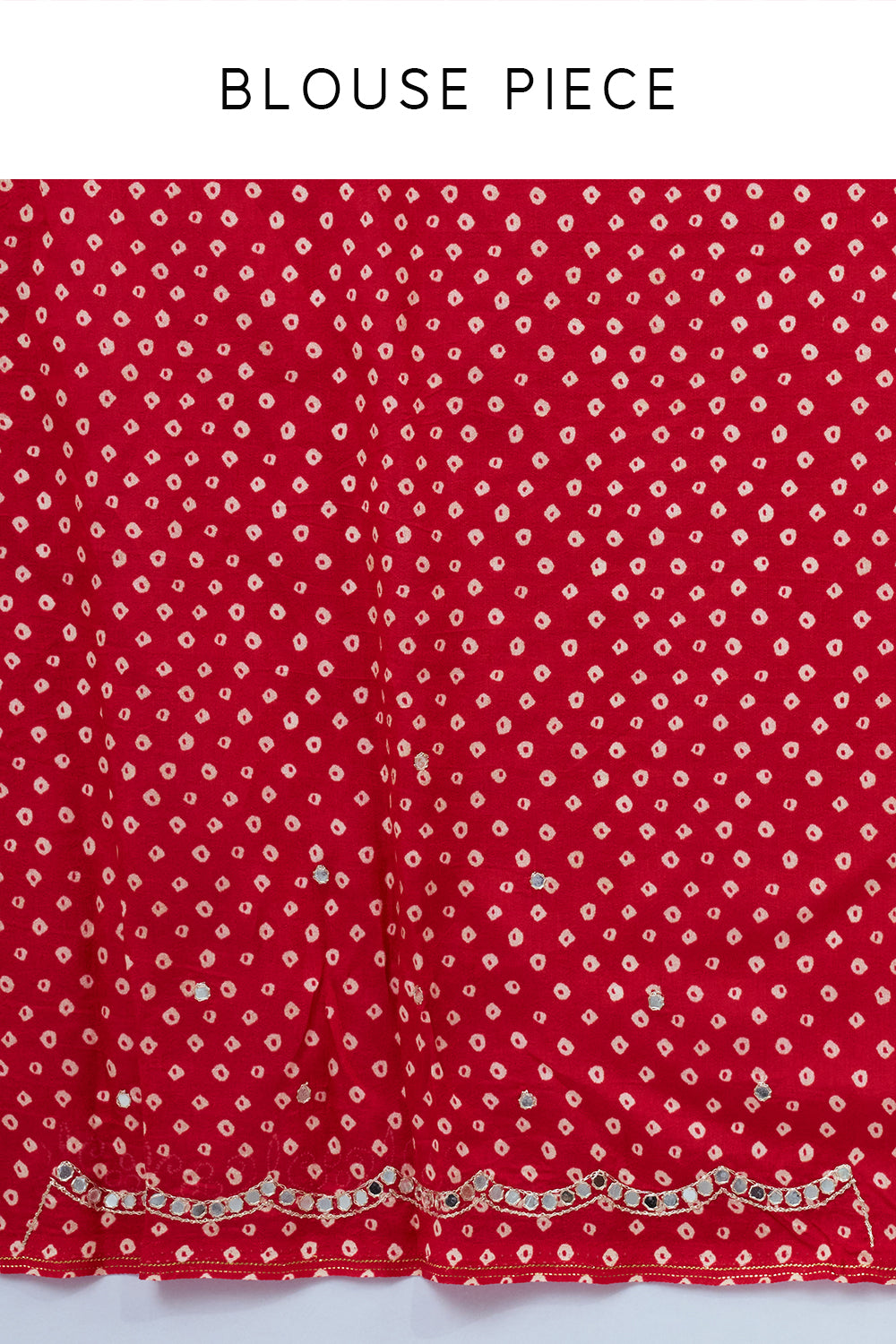 Red Silk Saree with Mirror and Sequin Work and Unstitched Blouse