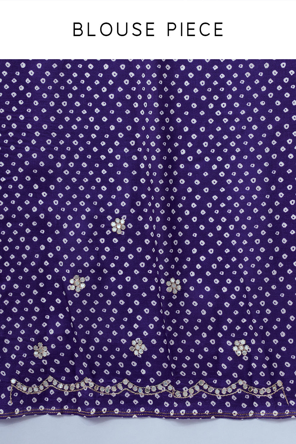 Purple Chanderi Silk Bandhani Print Saree with Mirror Work and Unstitched Blouse