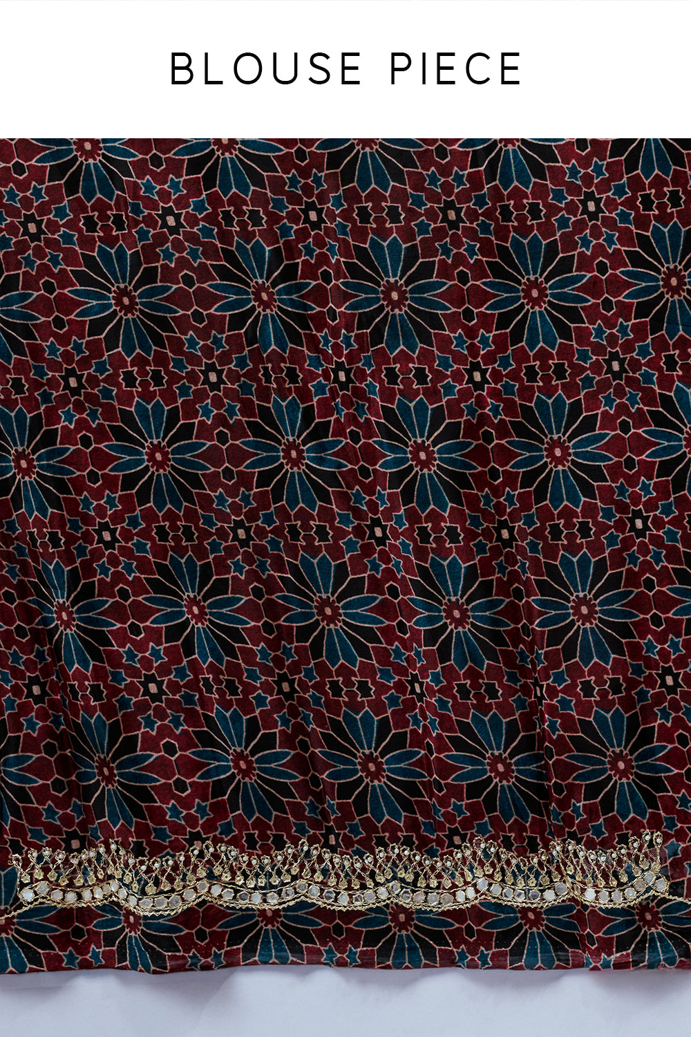 Teal Blue Saree with Chevron Stripes and Unstitched Blouse