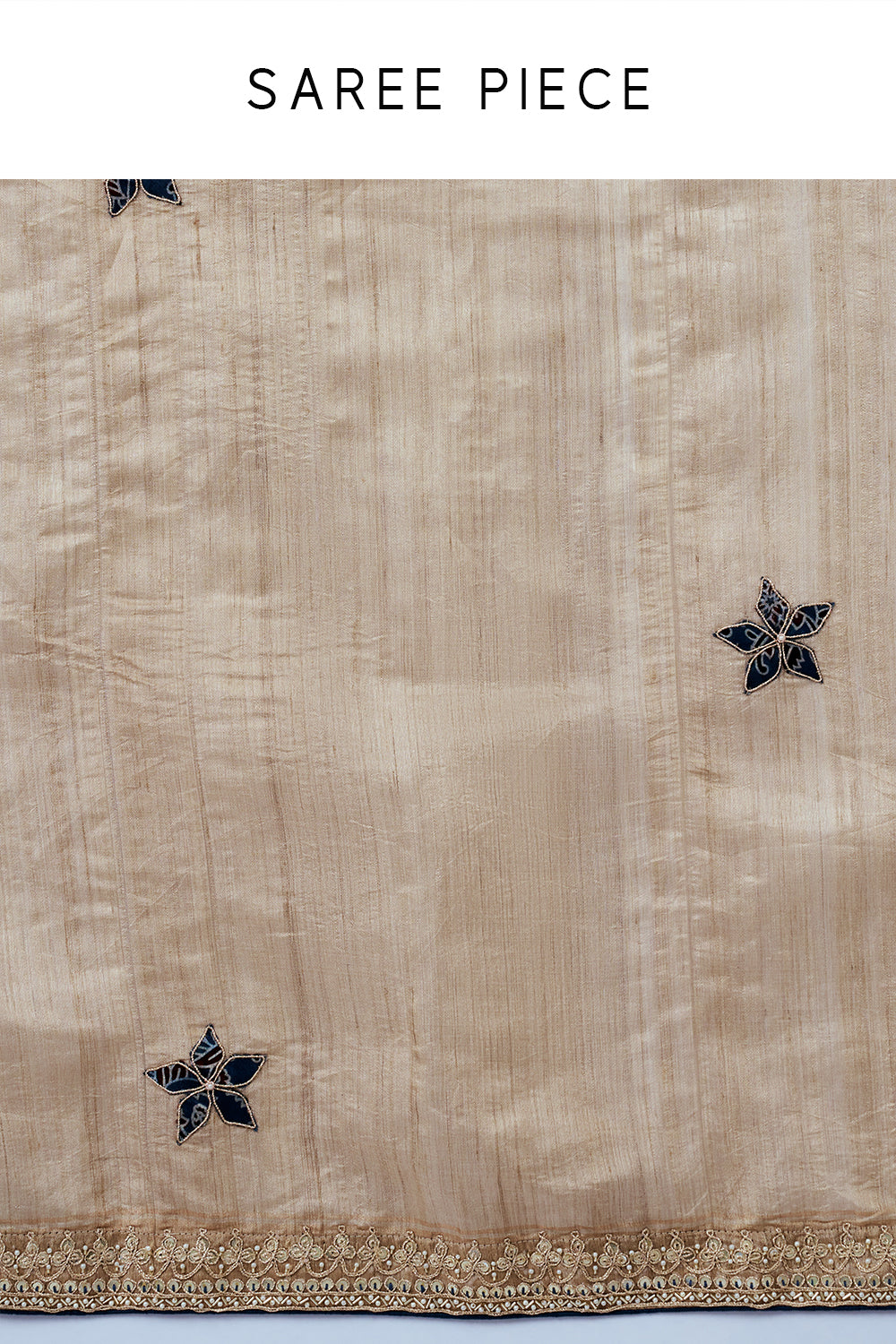Light Gold Matka Silk Saree with Gota Patti Work