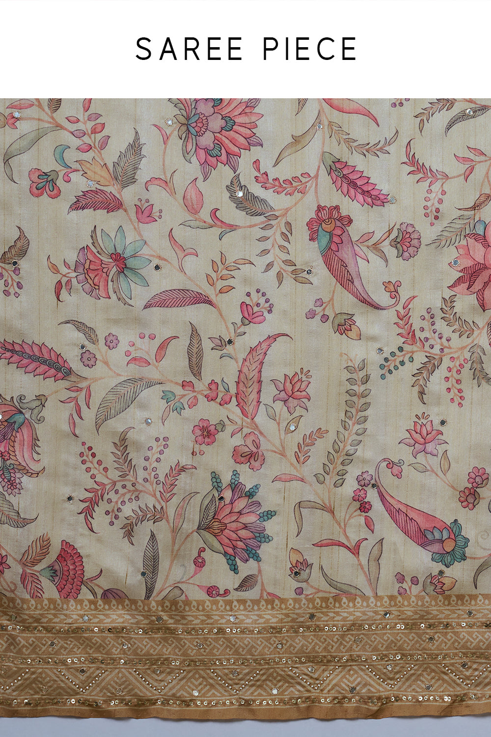 Old Rose Pink Tussar Silk Saree with Sequins Work