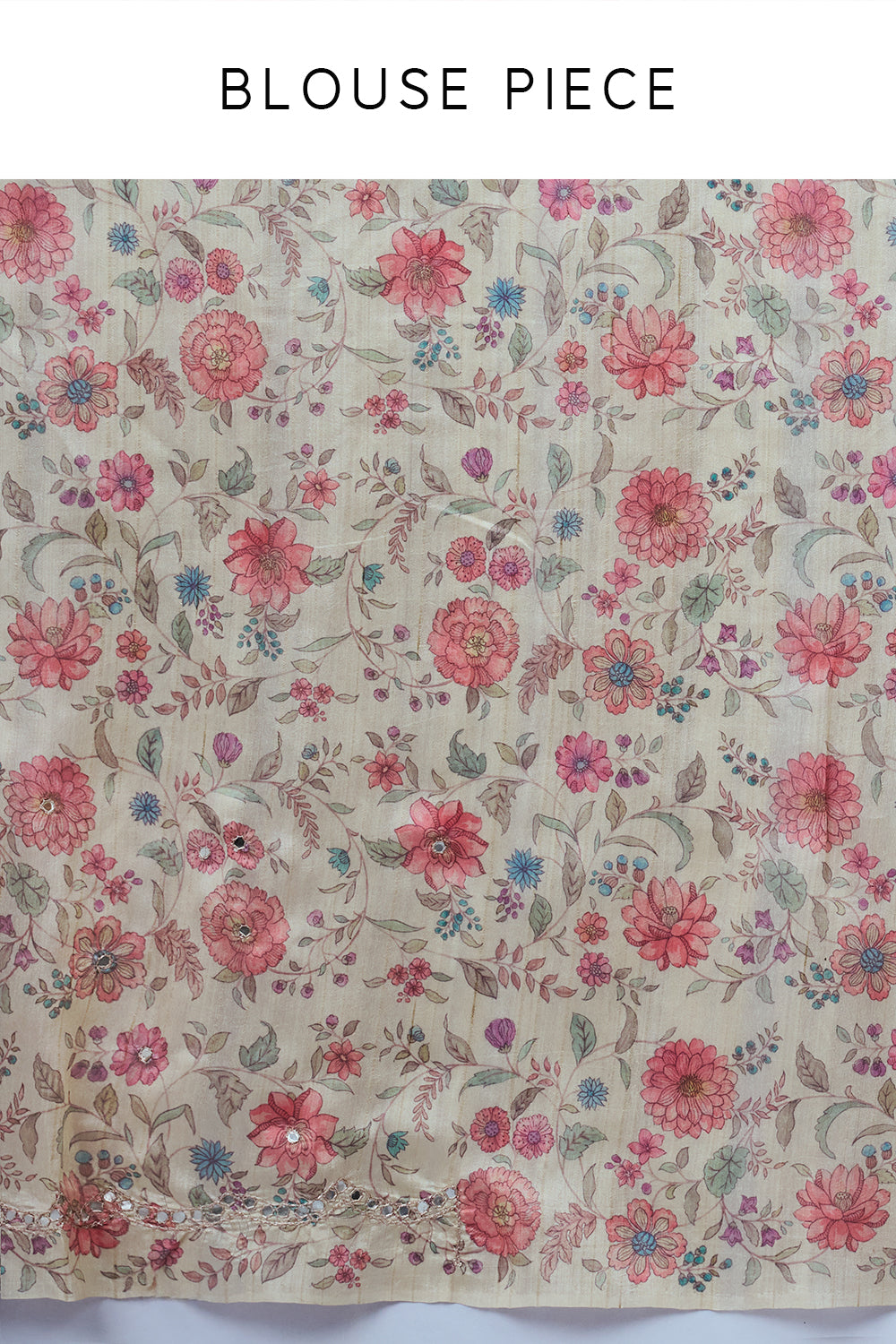 Onion Pink Tussar Silk Saree with Floral Print