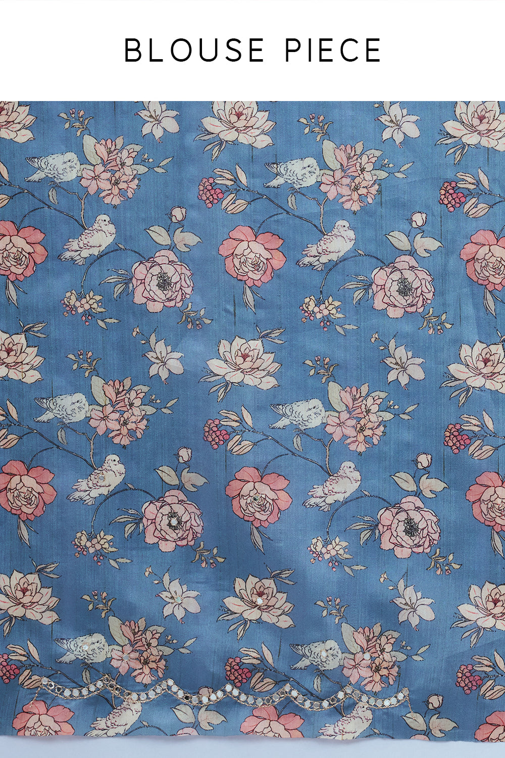 Blue Tussar Silk Saree with Mirror Work