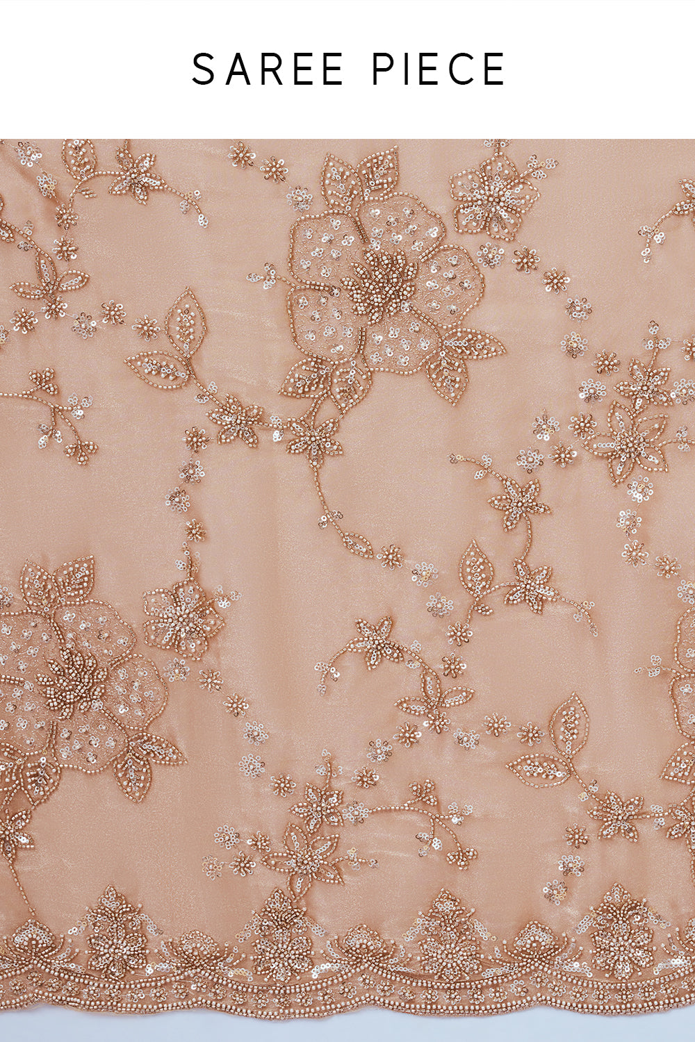 Peach Organza Saree with Cutdana and Stone Embroidery