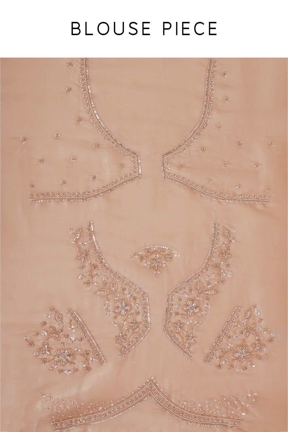 Peach Organza Saree with Cutdana and Stone Embroidery
