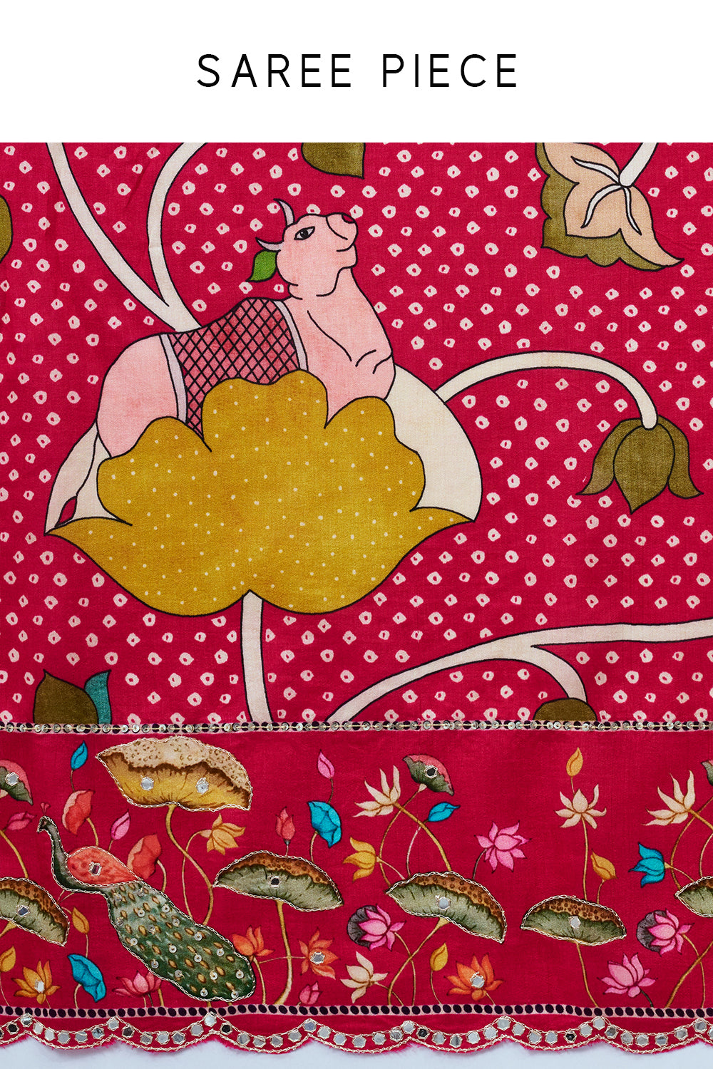 Pink Bandhani Saree and Unstitched Blouse