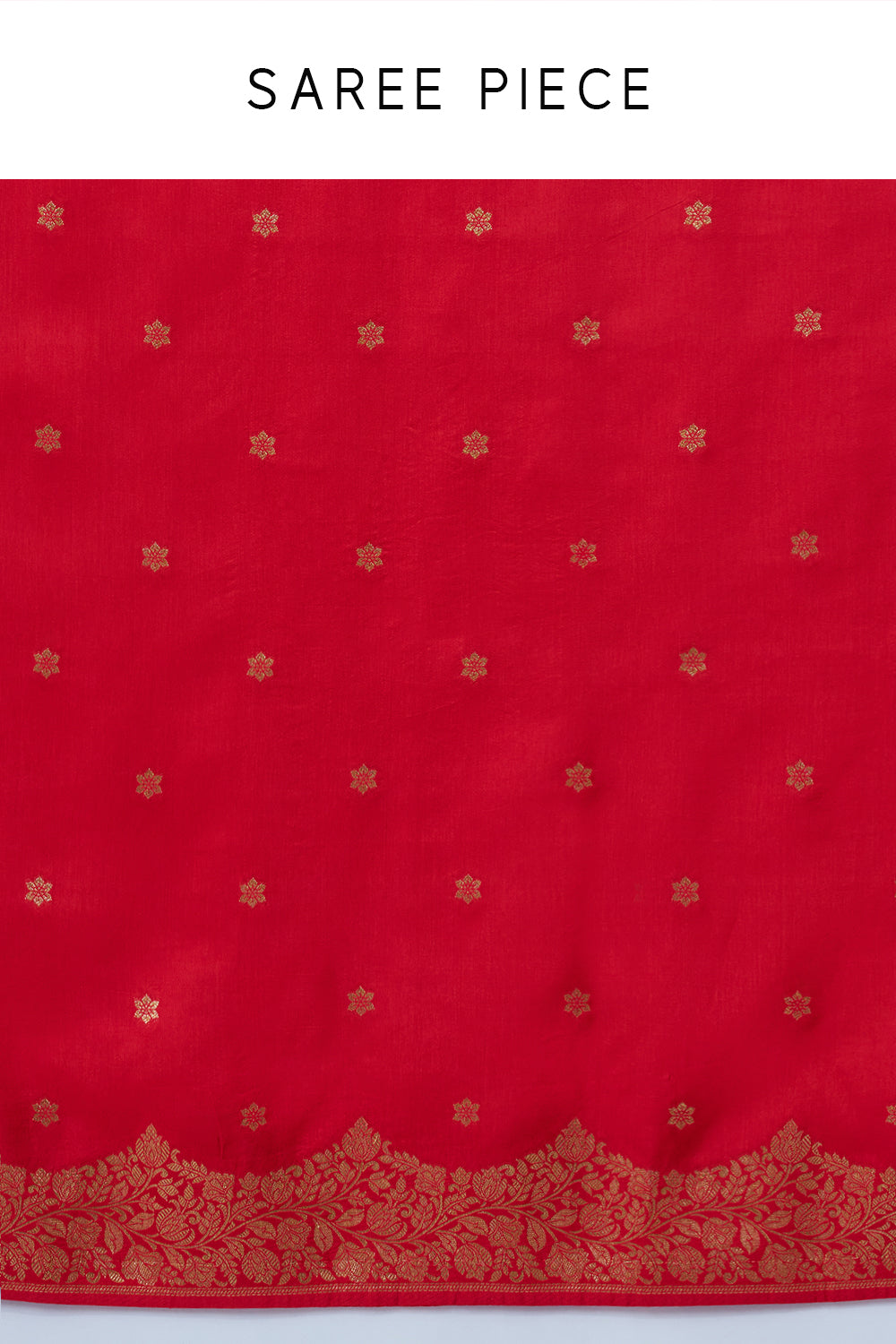 Red Banarasi Silk Saree with Zari Butti Work and Ready Made Blouse