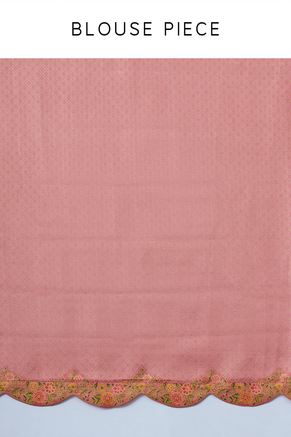 Light Pink Banarasi Brocade Silk Woven Saree with Floral Print and Unstitched Blouse