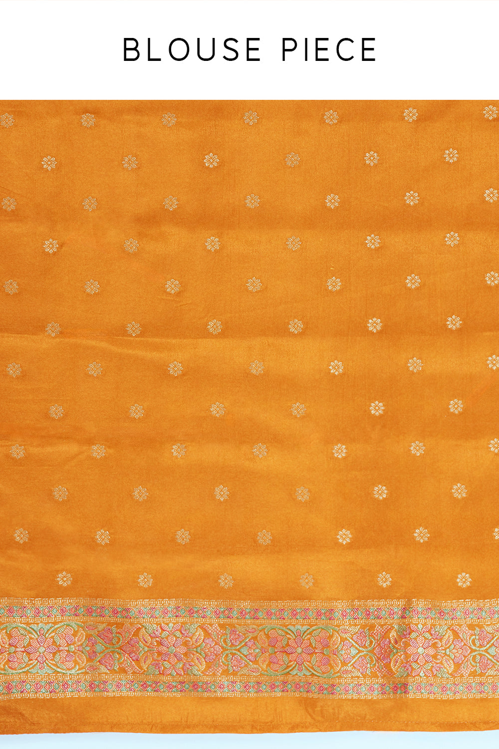 Orange & Yellow Woven Banarasi Saree with Multicoloured Weave and Unstitched Blouse