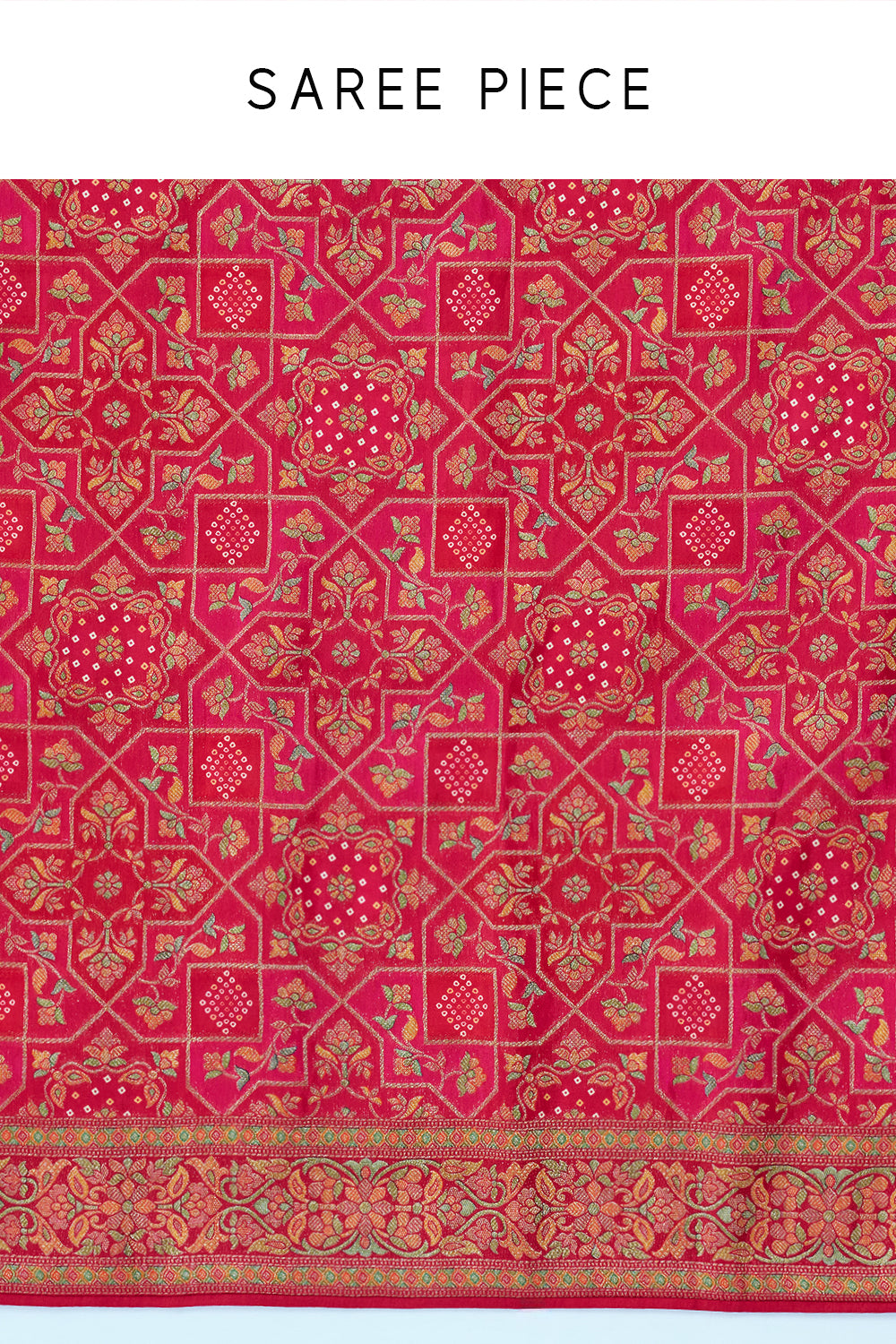 Rani Pink Banarasi Silk Geometrical Woven Saree and Unstitched Blouse