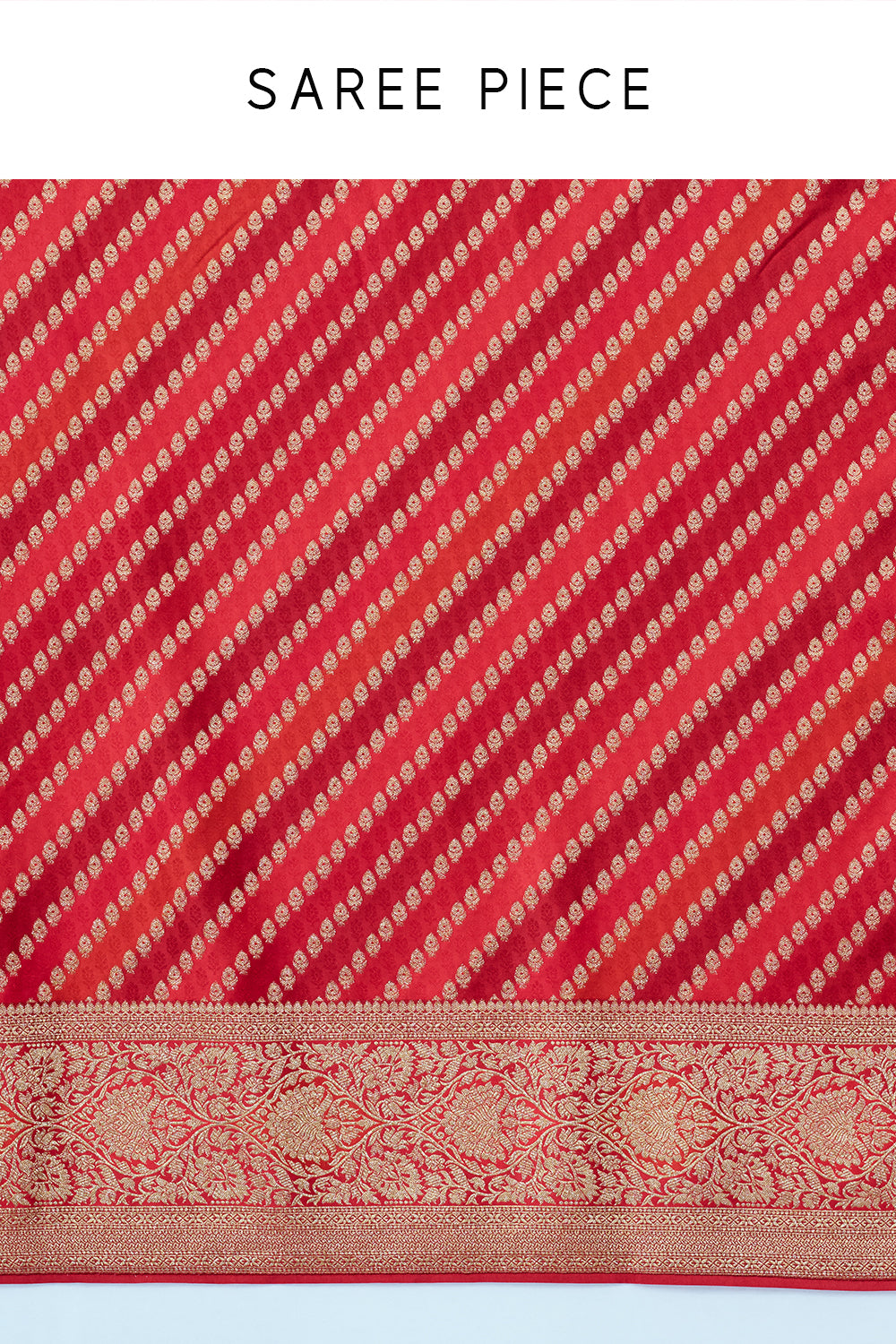 Red Orange Woven Banarasi Saree with Resham and Zari Woven Work and Unstitched Blouse