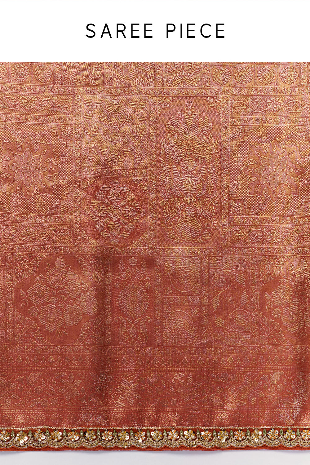 Rust Banarasi Silk Woven Saree with Resham Embroidery