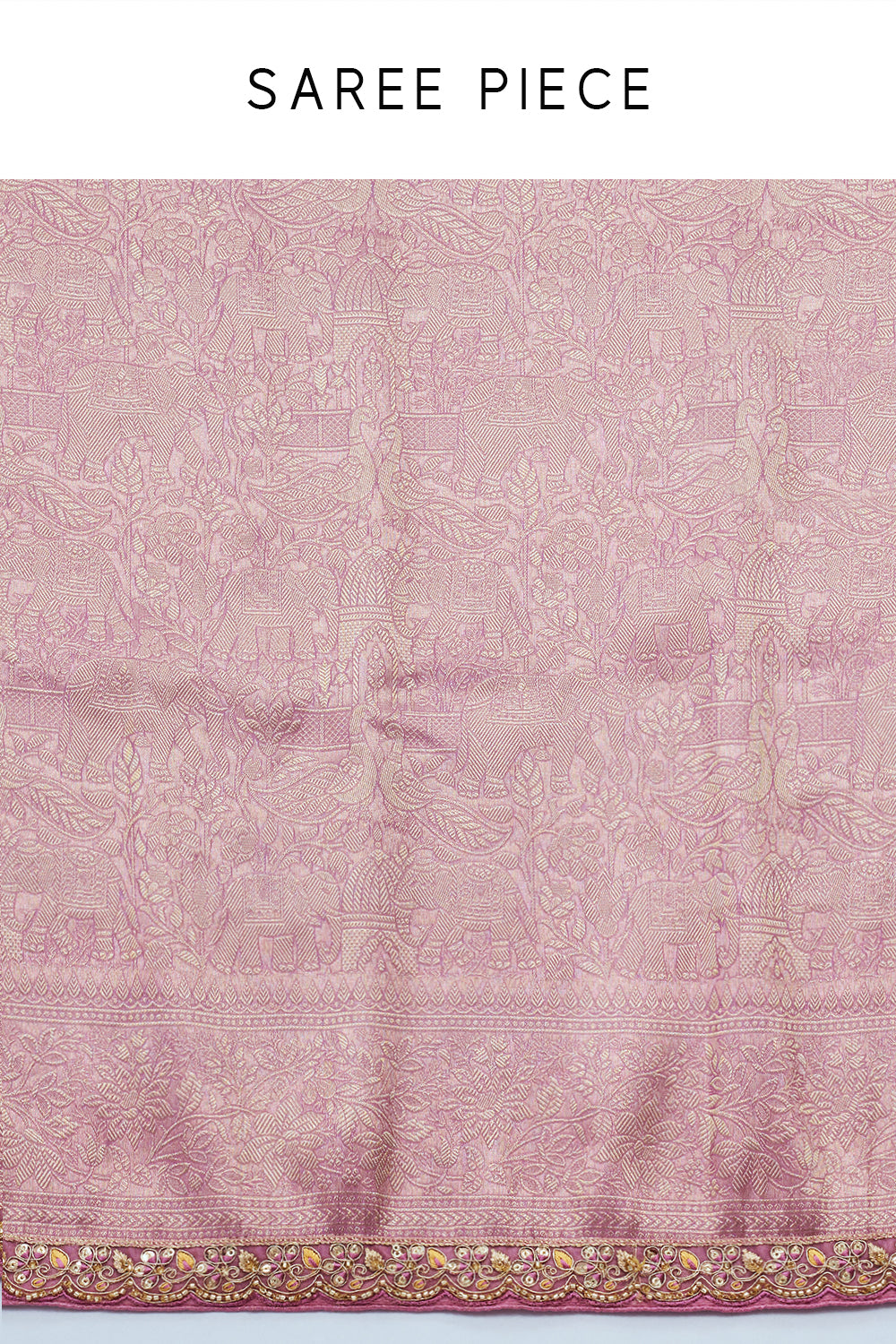 Lilac Banarasi Silk Saree with Resham Work and Tassels