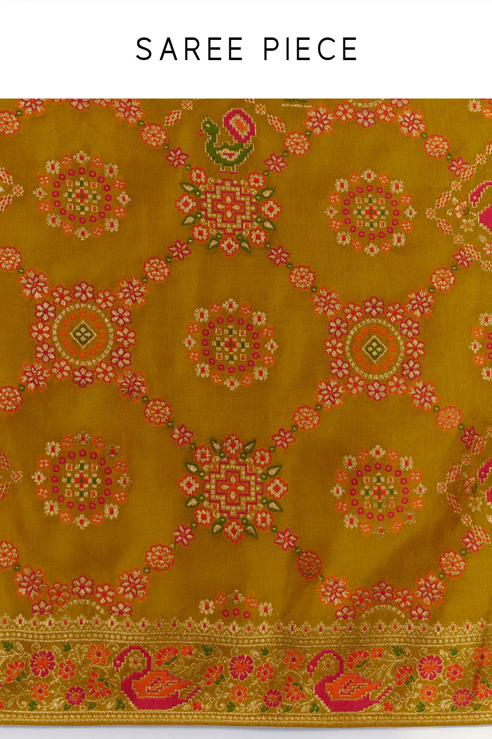 Yellow Banarasi Silk Saree with Meenakari Embroidery
