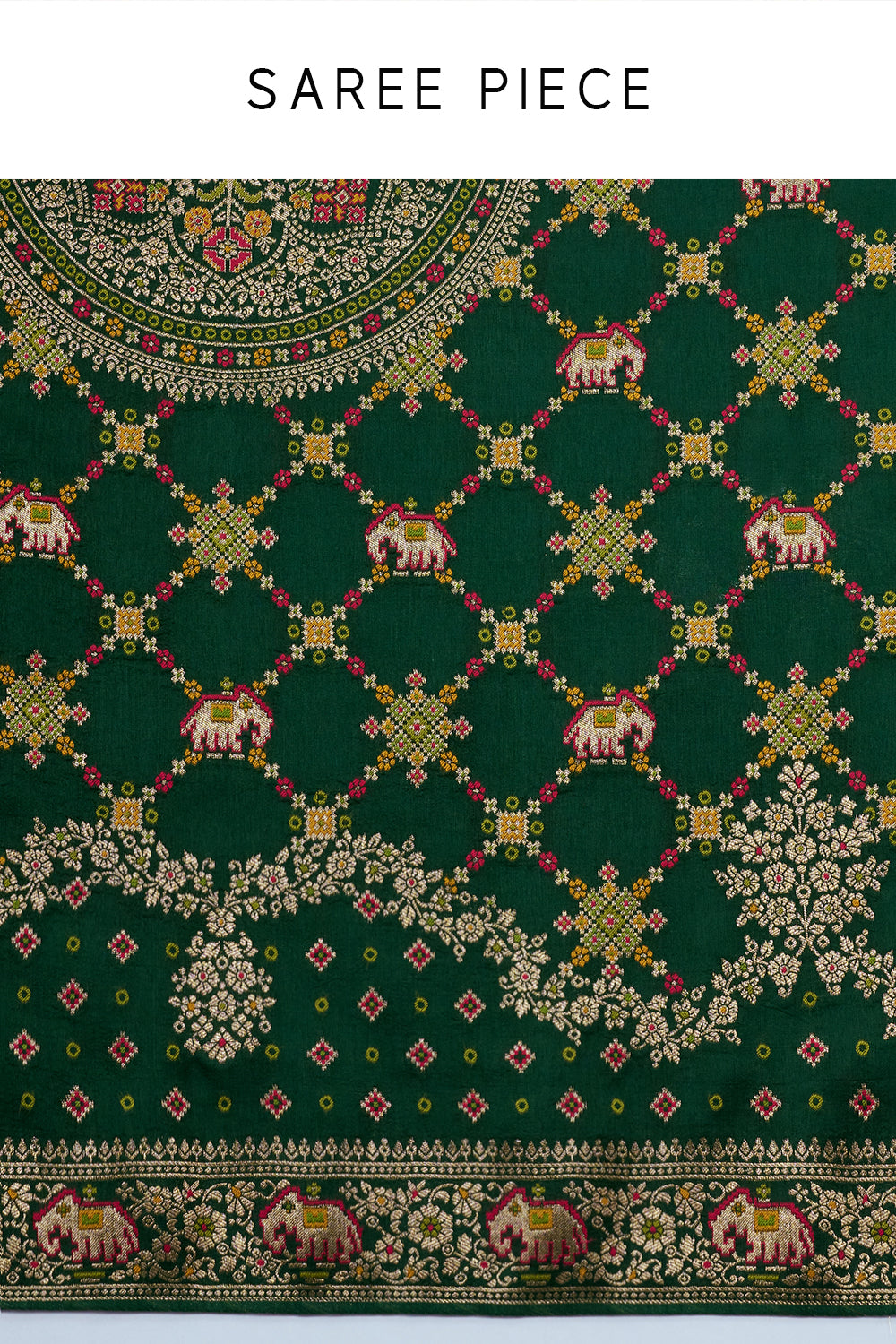 Emerald Green Banarasi Silk Saree with Patola Work