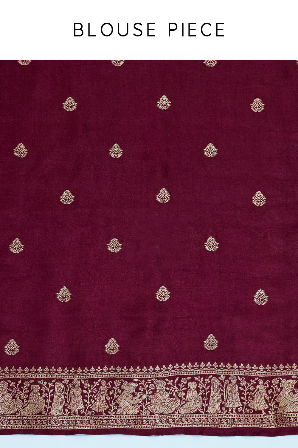 Wine Banarasi Silk Floral Print Saree