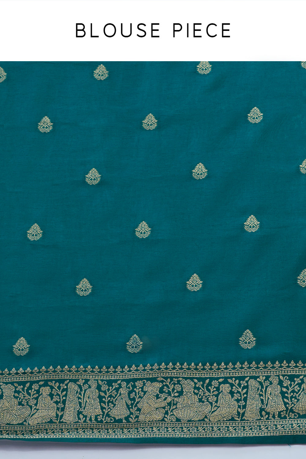 Teal Green Banarasi Silk Floral Print Saree