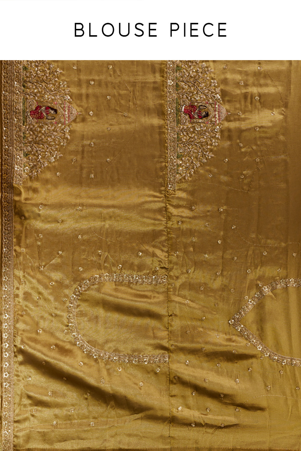 Beige Gold Banarasi Silk Woven Saree with Sequin Embroidery