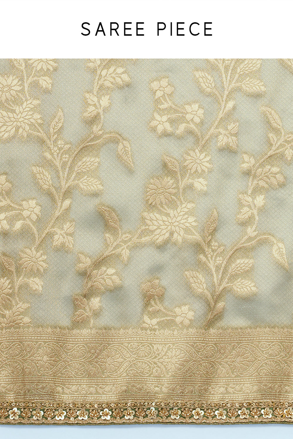 Sage Green Silk Woven Saree with Cutdana and Sequin Work