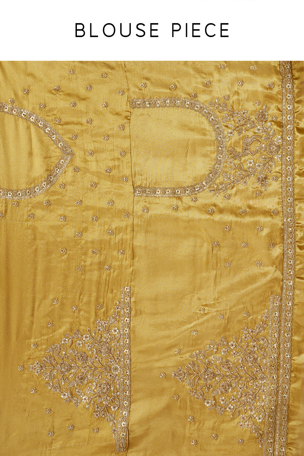 Golden Tissue Printed Saree with Cutdana and Sequins