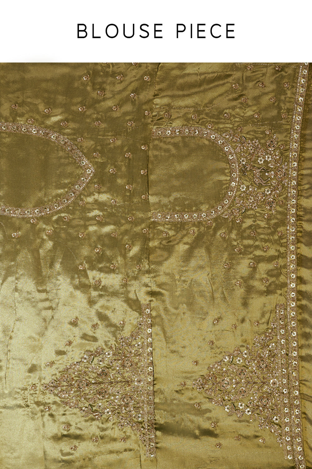 Moss Green Banarasi Silk Woven Saree with Kundan and Zari Embroidery