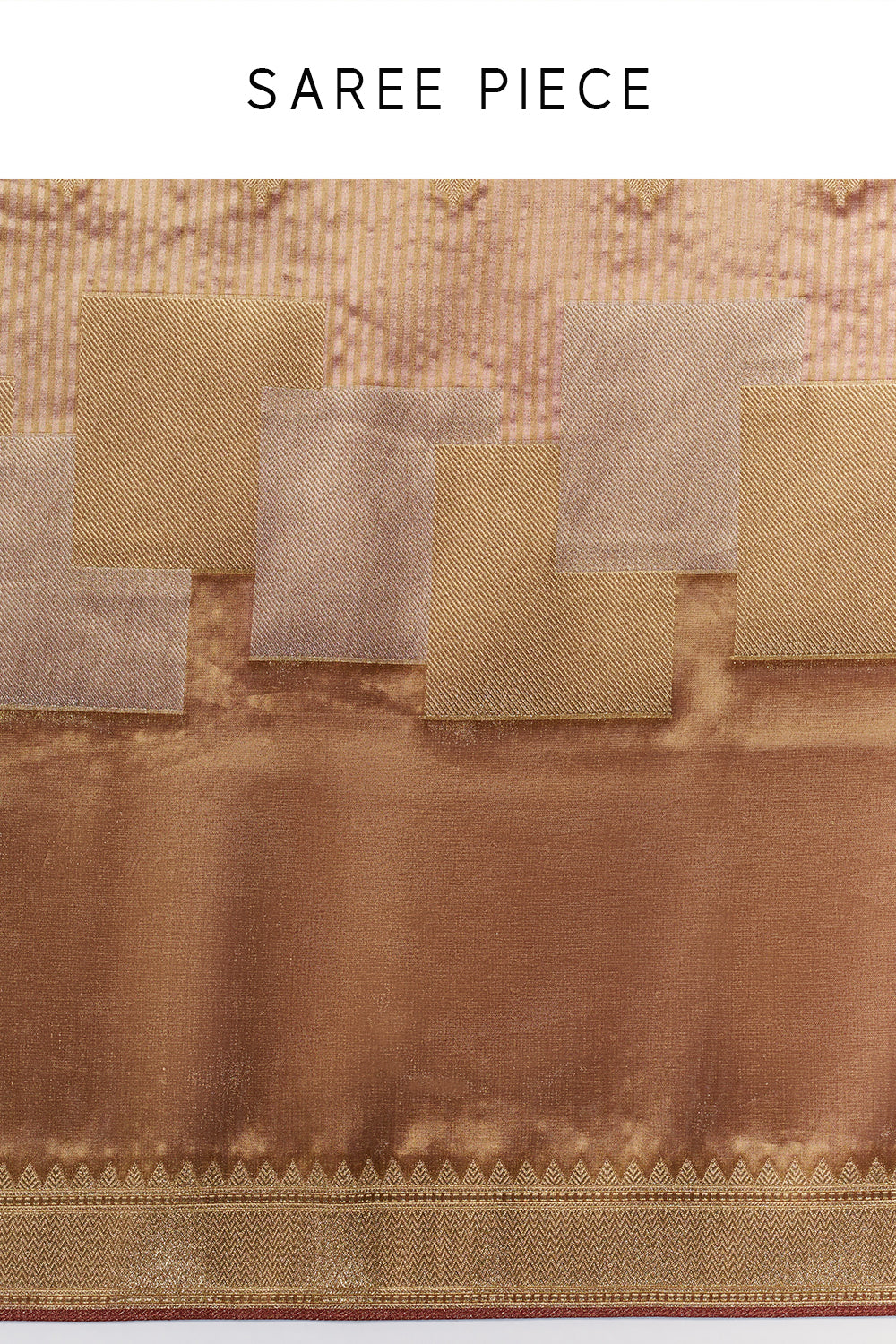 Copper Golden Banarasi Silk Woven Saree with Hand Work