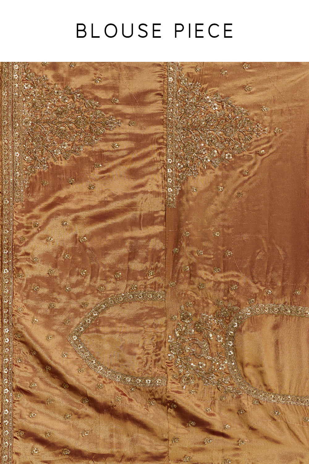 Copper Golden Banarasi Silk Woven Saree with Hand Work