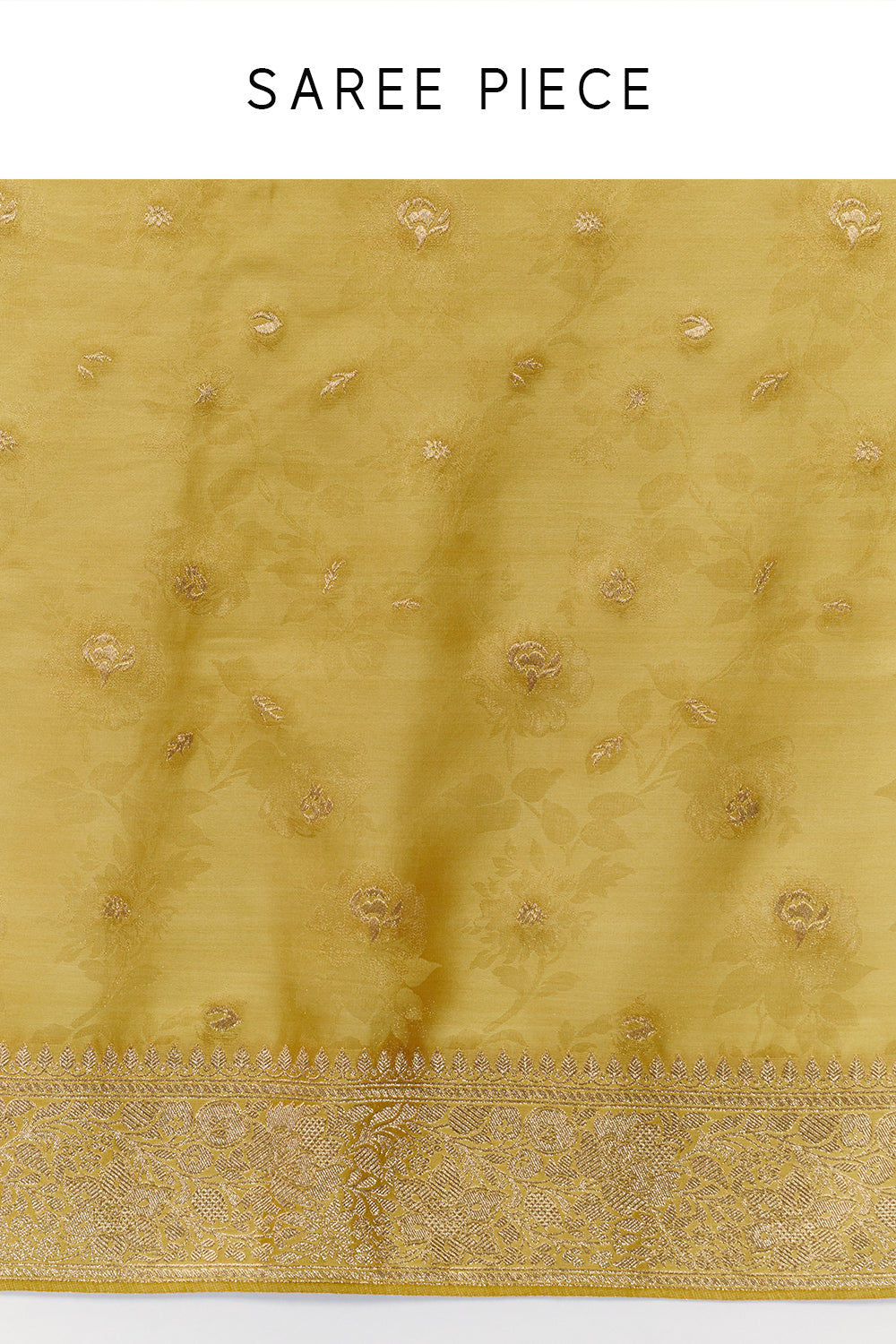 Yellow Banarasi Silk Saree with Resham and Zari Embroidery