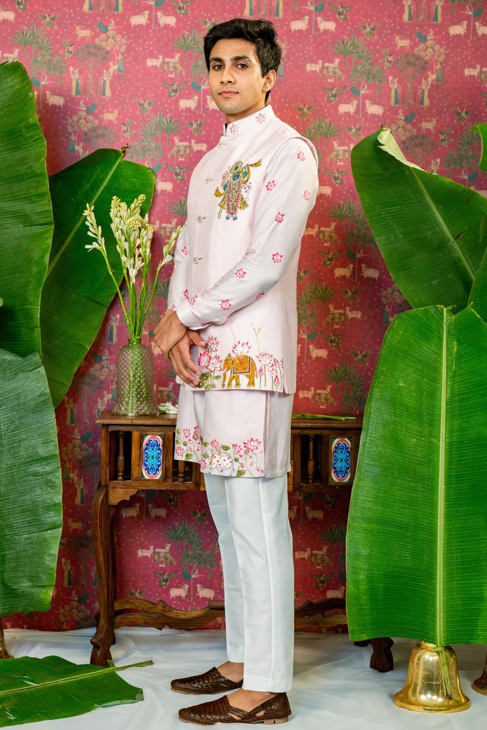 Silk Koti Set With Hand Painted Shreenathji