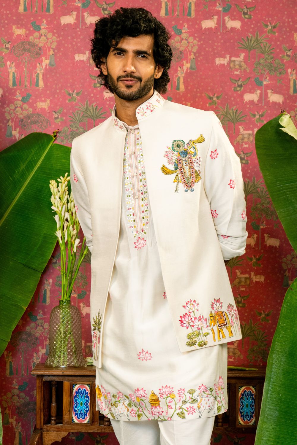 Silk Koti Set With Hand Painted Shreenathji