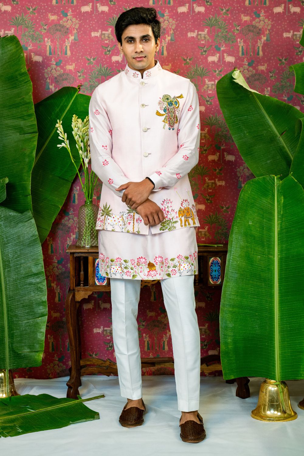 Silk Koti Set With Hand Painted Shreenathji